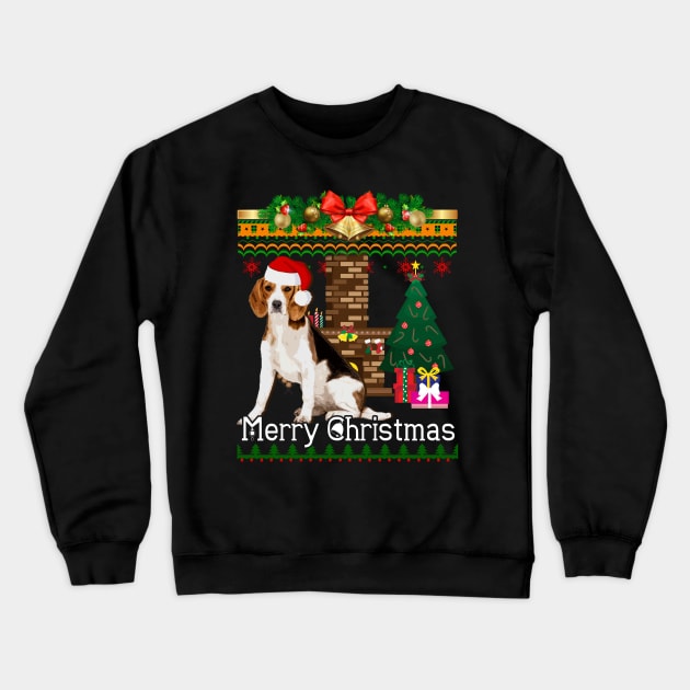 Ugly Christmas Sweater BEAGLES Crewneck Sweatshirt by LaurieAndrew